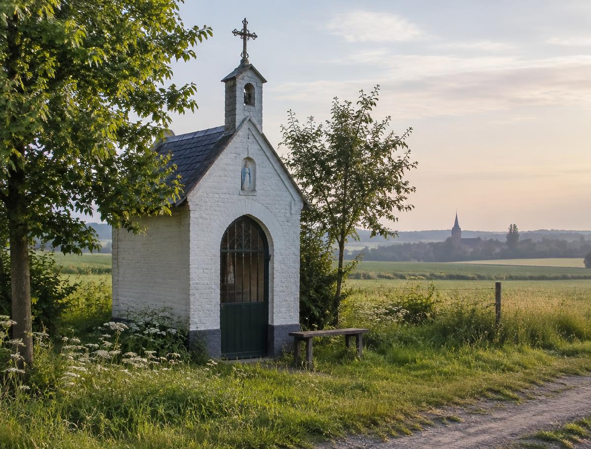 Witte veldkapel tussen de velden bij Thorn