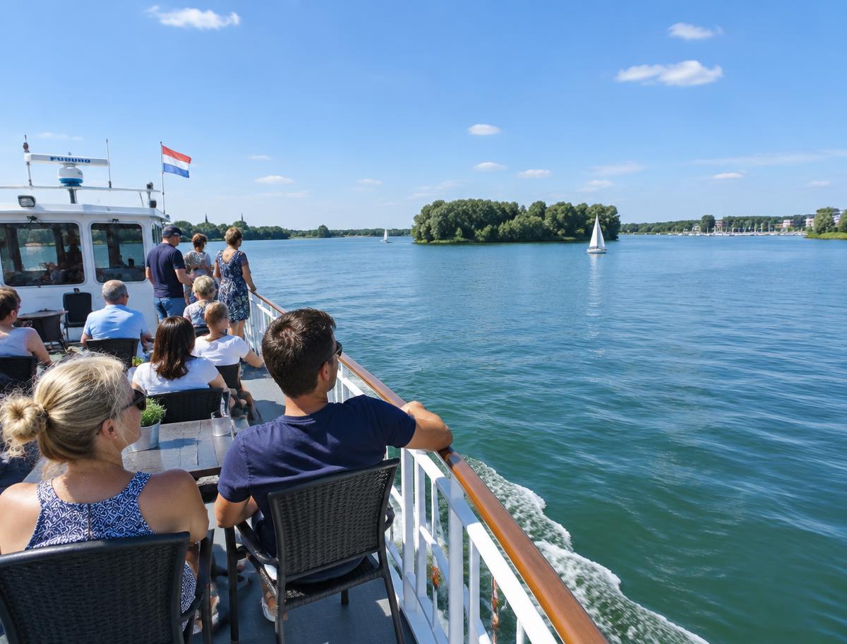 Rondvaartboot met gasten op de Maasplassen